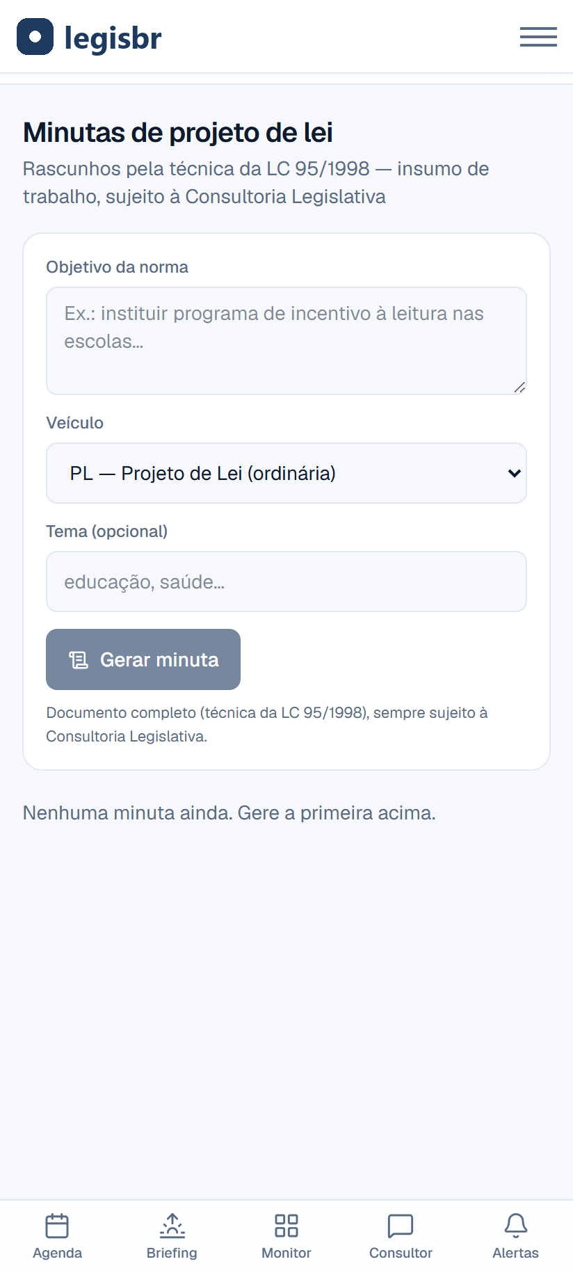 Gerador de minutas de PL