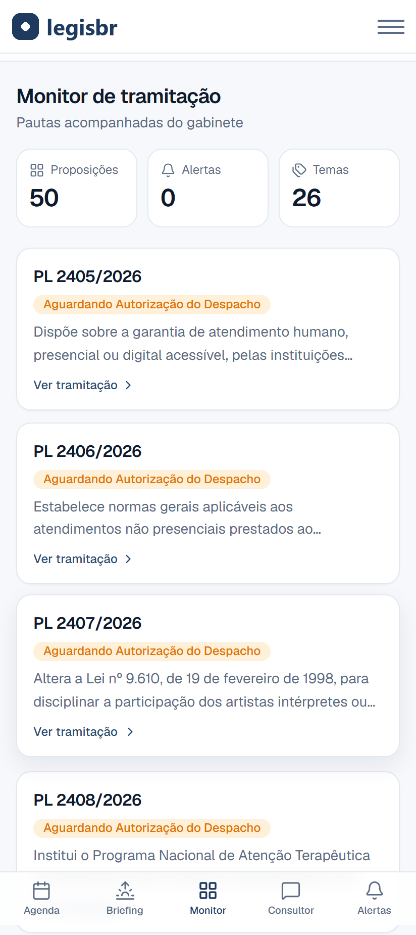 Monitor de tramitação
