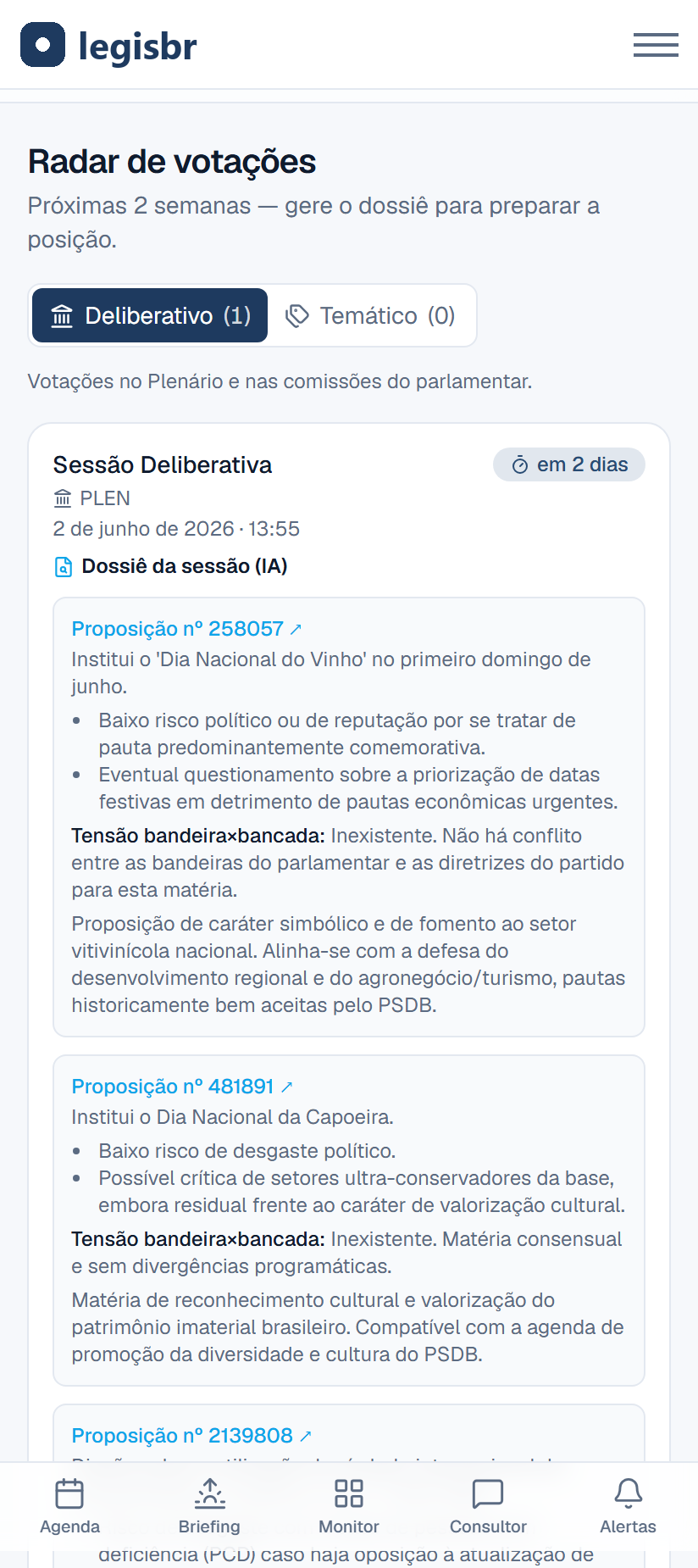 Radar de votações